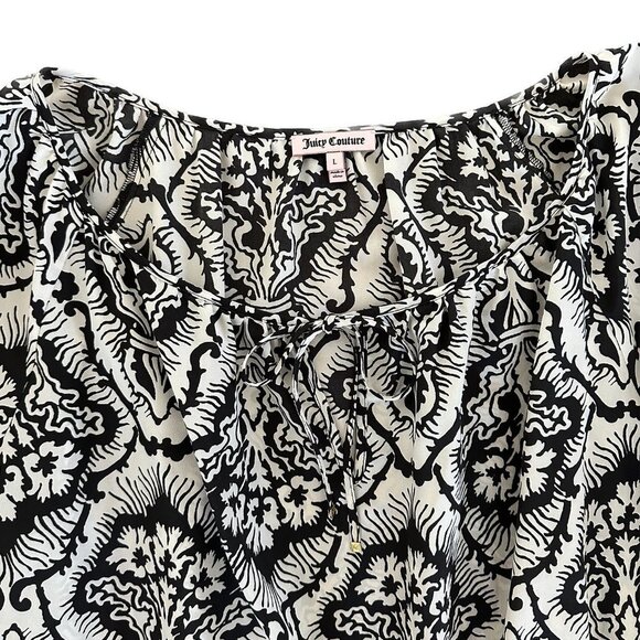 JUICY COUTURE Smocked Waist Black and White Printed Dress - Size Large - Picture 3 of 4